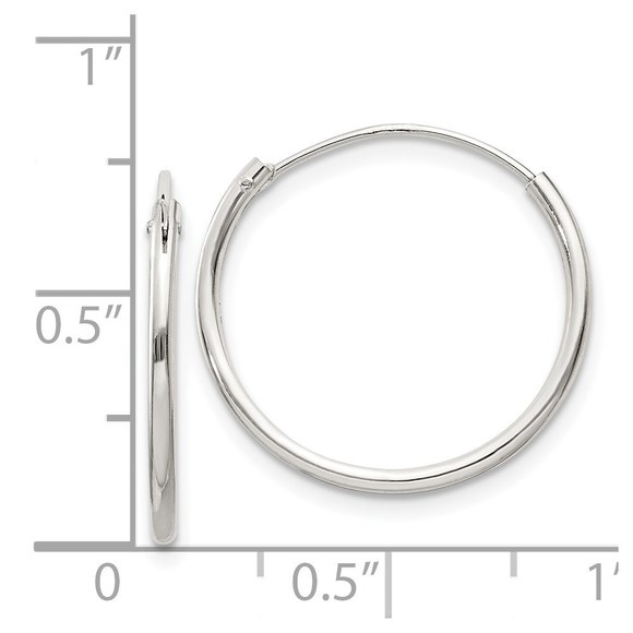 Sterling Silver 1.3mm Hoop Earrings - Picture 2 of 4